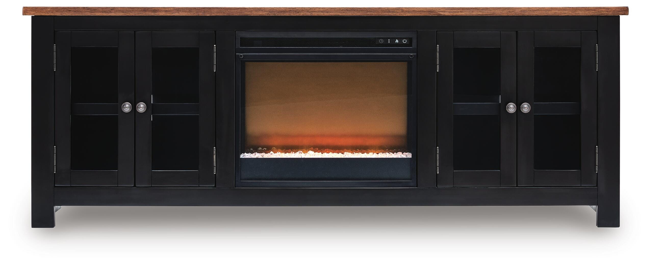 Wildenauer TV Stand with Fireplace - Brown/Black