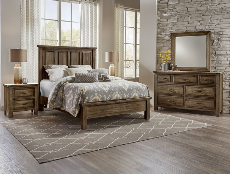 Vaughan-Bassett Maple Road King Mansion Bed w/ Low Profile Footboard in Maple Syrup