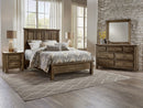 Vaughan-Bassett Maple Road Queen Mansion Bed w/ Low Profile Footboard in Maple Syrup