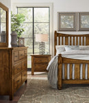 Vaughan-Bassett Maple Road King Slat Poster Bed in Antique Amish