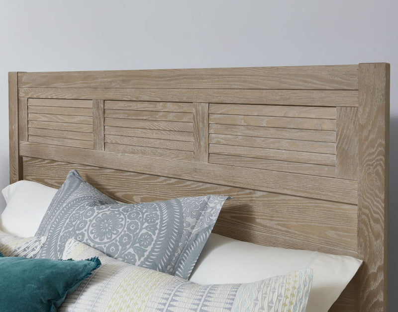 Vaughan-Bassett Passageways Deep Sand Cal King Louvered Bed with Low Profile Footboard in Medium Brown