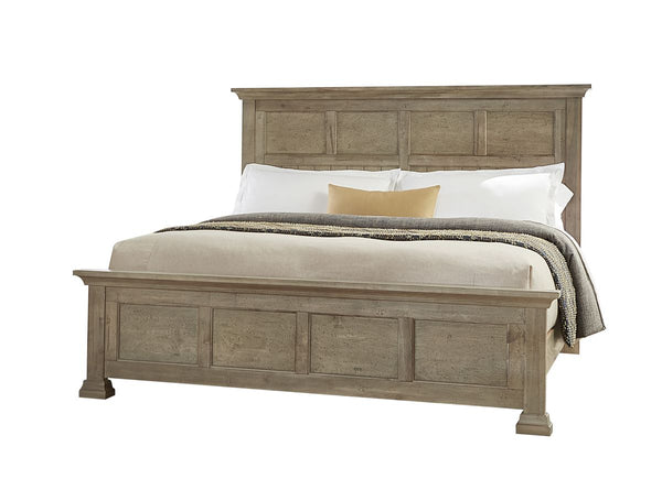 Vaughan Bassett Carlisle Cal King Window Pane Bed in Natural Grey image