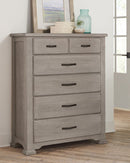Vaughan-Bassett Joinery 5 Drawer Chest in Washed White Oak