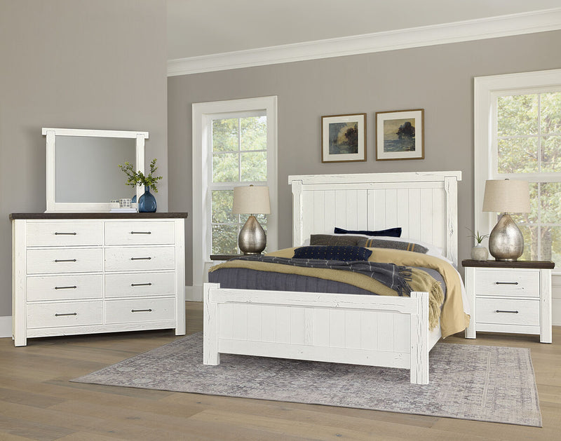 Vaughan Bassett Yellowstone Queen American Dovetail Panel Bed in White & Buckskin