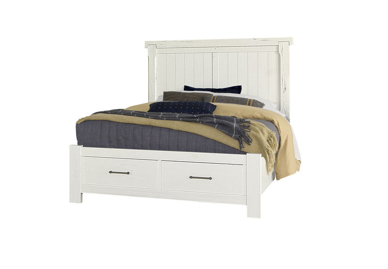 Vaughan Bassett Yellowstone King American Dovetail Panel Storage Bed in White & Buckskin image