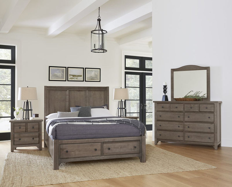 Vaughan Bassett Cool Farmhouse Panel King Bed with Storage in Grey