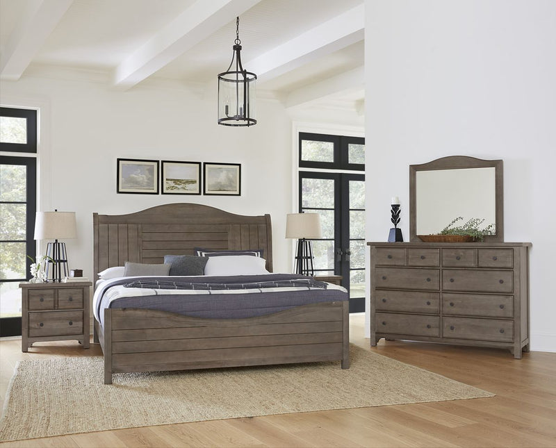 Vaughan Bassett Cool Farmhouse Sleigh Queen Bed in Grey