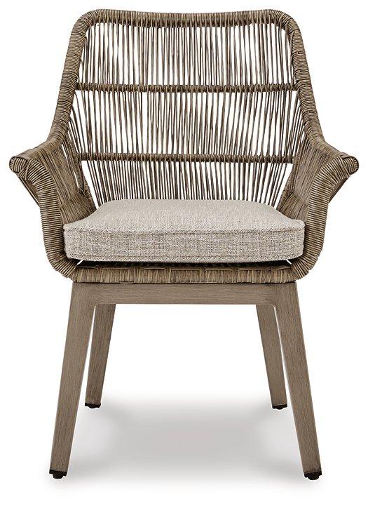 Beach Front Beige Arm Chair with Cushion (Set of 2)