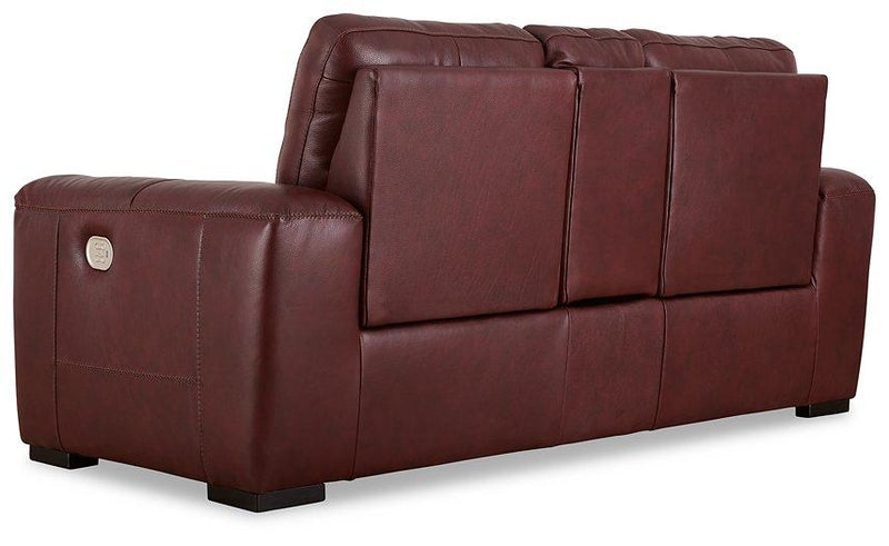 Alessandro Garnet Power Reclining Loveseat with Console
