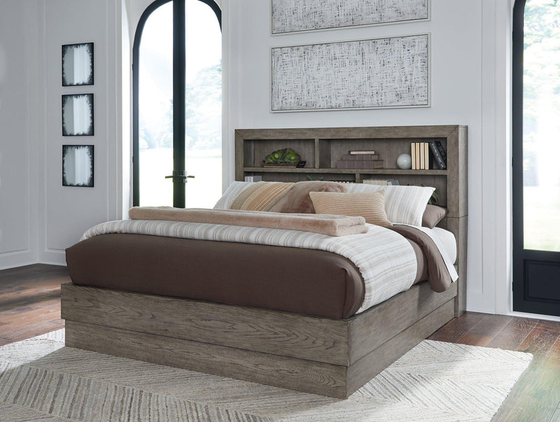 Anibecca Weathered Gray King Bookcase Bed