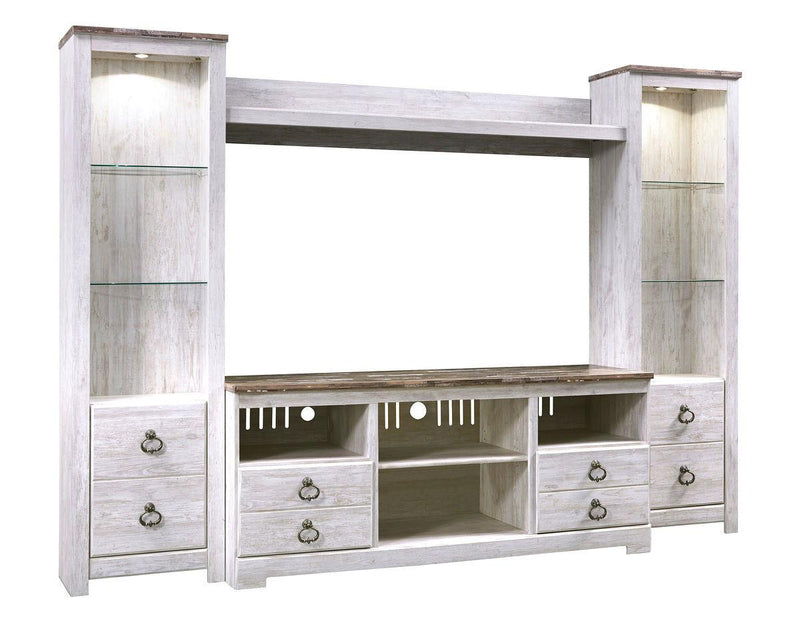 Willowton - 4 Pc. - Entertainment Center - 64" Tv Stand With Fireplace Option