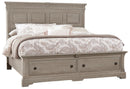 Vaughan-Bassett Heritage Queen Mansion Bed with Storage Footboard in Greystone