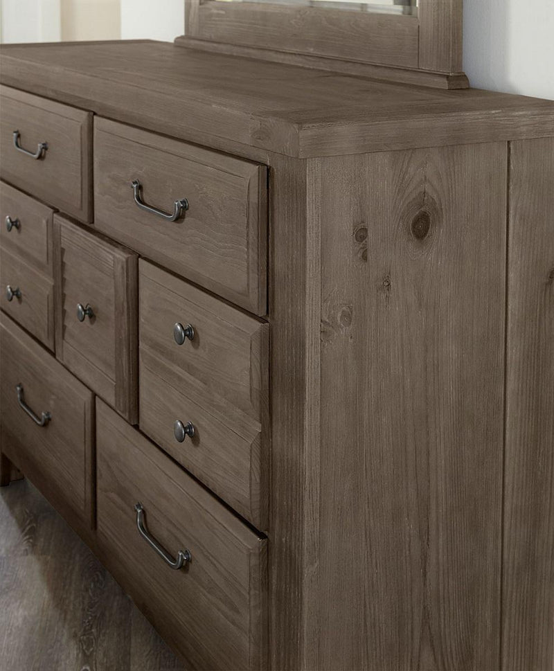 Vaughn-Bassett Sawmill 7 Drawer Dresser in Saddle Grey