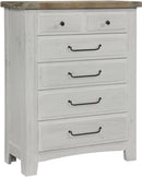 Vaughn-Bassett Sawmill 5 Drawer Chest in Alabaster Two Tone