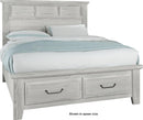 Vaughan-Bassett Sawmill Queen Louver Storage Bed in Alabaster Two Tone