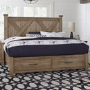 Vaughan-Bassett Cool Rustic King Barndoor X Headboard with Storage Footboard Bed in Stone Grey image