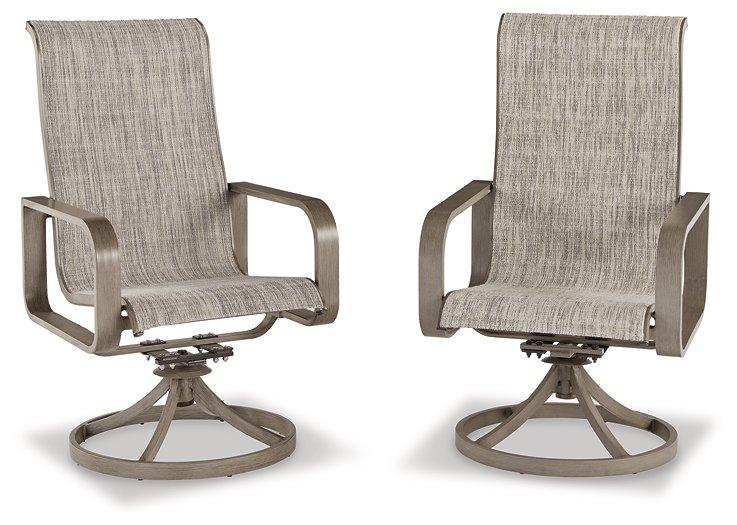 Beach Front Beige Sling Swivel Chair (Set of 2) image