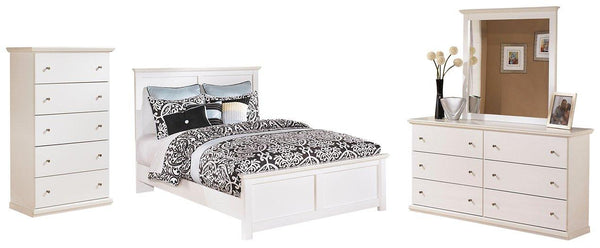 Bostwick Shoals White Queen Panel Bed, Dresser, Mirror and 2 Nightstands image