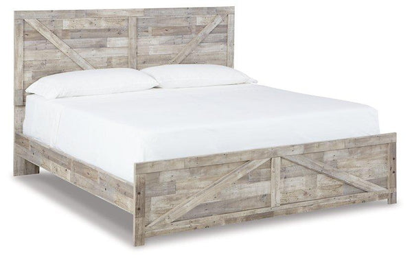 Hodanna Whitewash King Crossbuck Panel Bed image