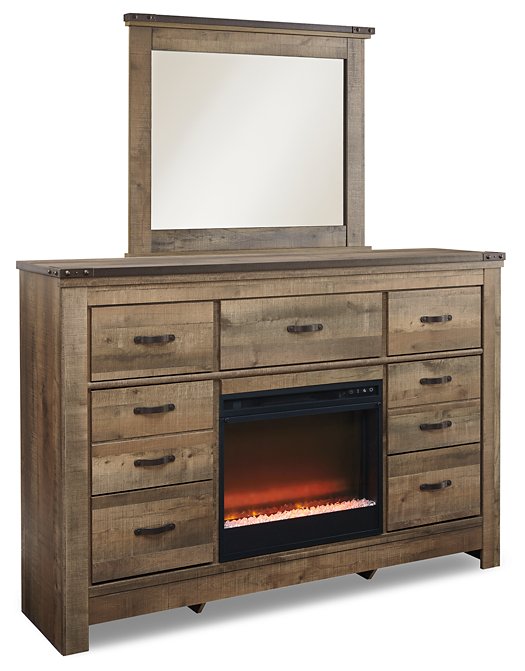 Trinell Dresser and Mirror with Fireplace image