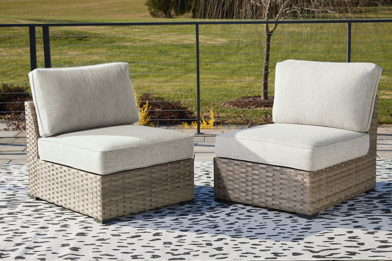 Calworth Outdoor Armless Chair with Cushion (Set of 2) image