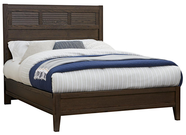 Vaughan-Bassett Passageways Charleston Brown Queen Louvered Bed with Low Profile Footboard in Dark Brown image